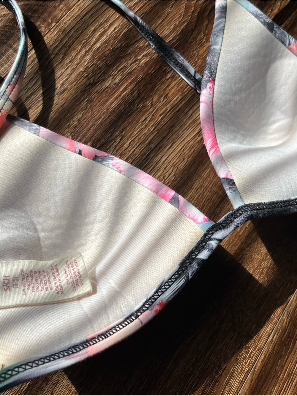 Tropical Pink Floral Triangle Bikini Top - Picture 3 of 3